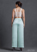 High Waisted Straight Leg Satin Pant - 230224