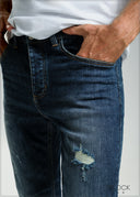Dark Wash Slim Fit Ripped Jean - Short Length - 121125