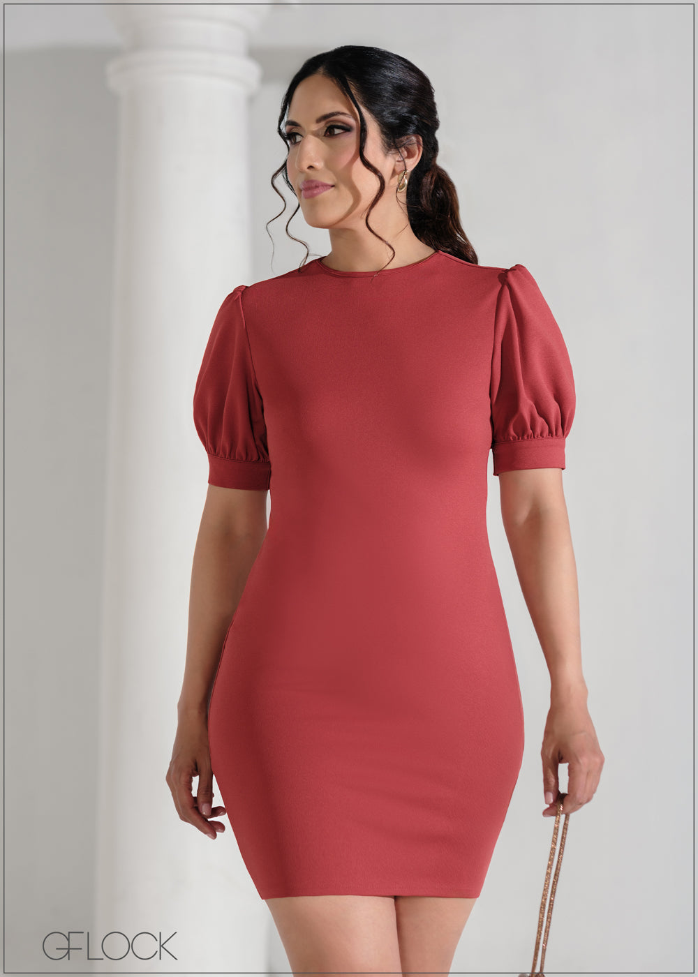 Puff Sleeve Bodycon Mini Dress - 090625
