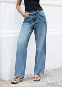 Mid Blue Straight Leg Jean - Short Length - 241026
