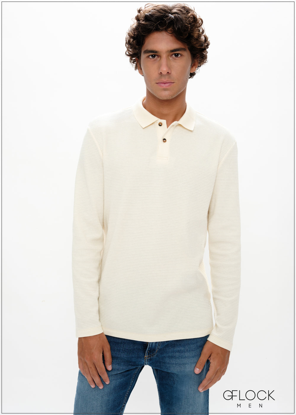 Half Placket Long Sleeve T-Shirt - 030125
