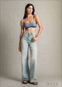 Light Wash Wide Leg Jean - Short Length - 150726
