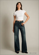 Mid Blue Wide Leg Jean - Short Length - 150726