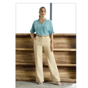 Straight Leg Pant With Seam / YELLOW