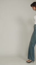 Mid Wash Wide Leg Jean - Short Length - 150726