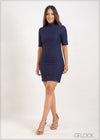 Short Sleeved High Neck Mini Dress - 200323