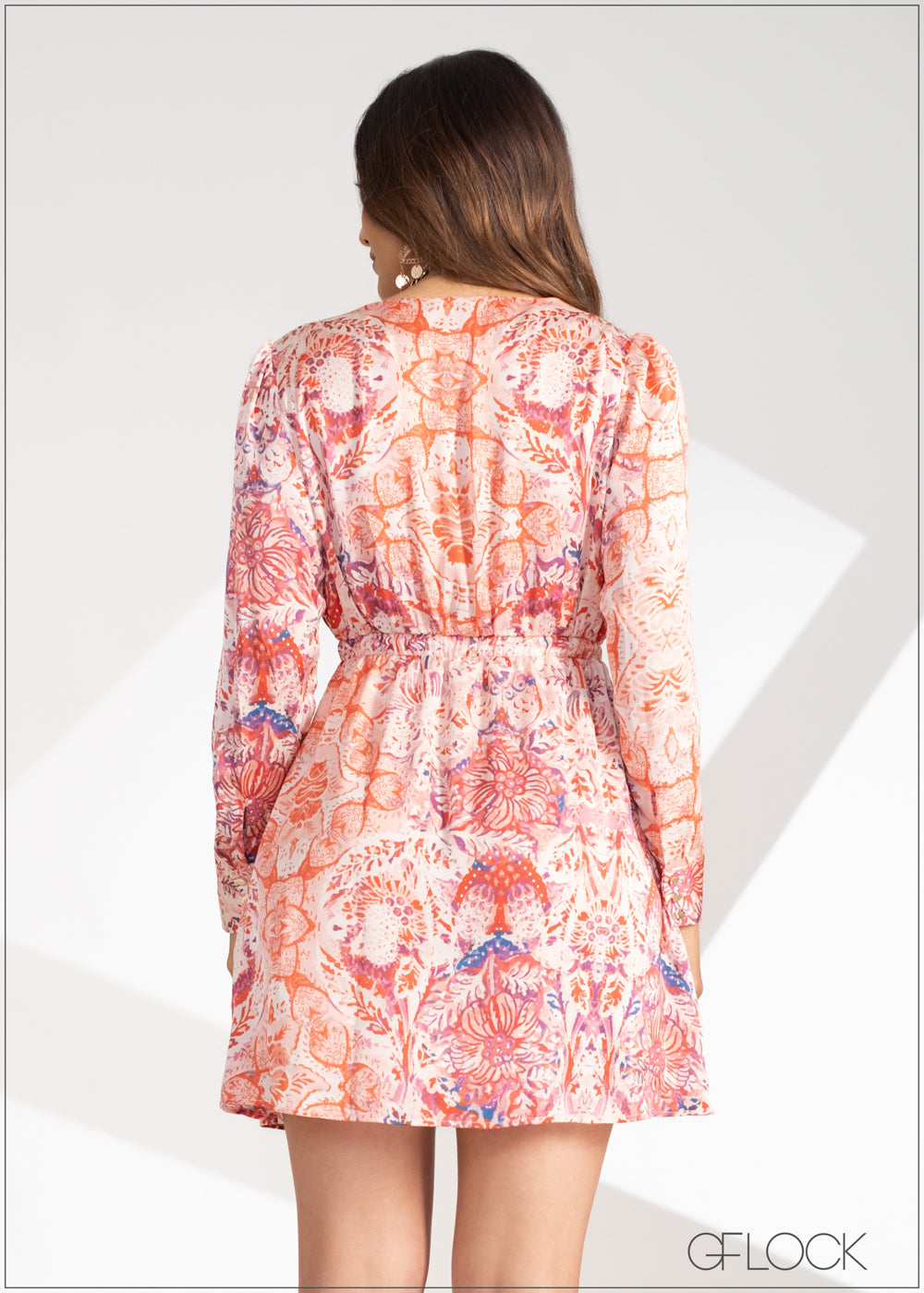 Long Sleeve Printed Mini Dress - 230323