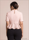 Peplum Top With Belt - 100423