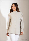 High Neck Long Sleeve Shirt - 200223