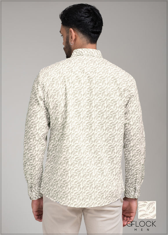 Printed Normal Collar Long Sleeve Shirt - 090423