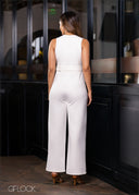 V-Neck Sleeveless Jumpsuit - 161222