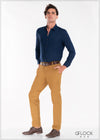 Normal Collar Long Sleeve Linen Shirt - Men 32421