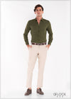 Normal Collar Long Sleeve Linen Shirt - Men 32421