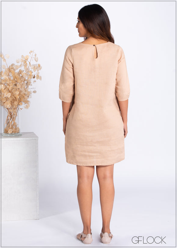 Linen Shift Dress - 385