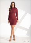 High Neck Bodycon Mini Dress - 230323