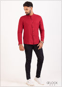 Chinese Collar Long Sleeve Shirt - M111222