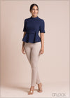 Peplum Top With Belt - 100423