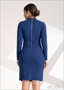 High Neck Side Slit Dress - 230323