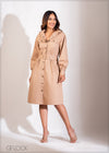 Raglan Sleeve Belted Shirt Dress - 200223