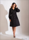 Raglan Sleeve Belted Shirt Dress - 200223