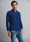 Normal Collar Long Sleeve Linen Shirt - 112021