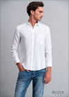 Normal Collar Long Sleeve Linen Shirt - 112021