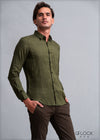 Normal Collar Long Sleeve Linen Shirt - 112021